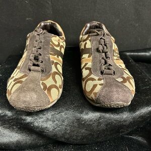 Coach Brown and Tan Patterned Sneakers
